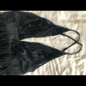 Long dress tulle overlay with velvet flowers